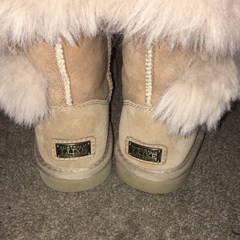 NWOT Australia Luxe Collection Leather Faux Fur Kids Nordic Sand